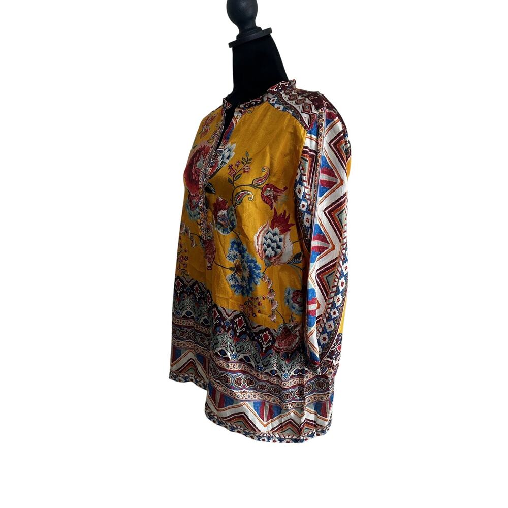 Johnny Was Sasha Maine Silk Tunic S Floral Embroidered Boho Luxe Blouse Peasant - Picture 3 of 8